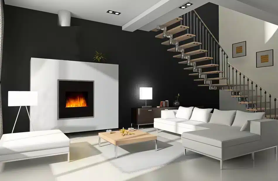 82 x 21 x 42 cm Chemin Arte 185 Lounge Medium chimenea eléctrica pared Design Blanca 