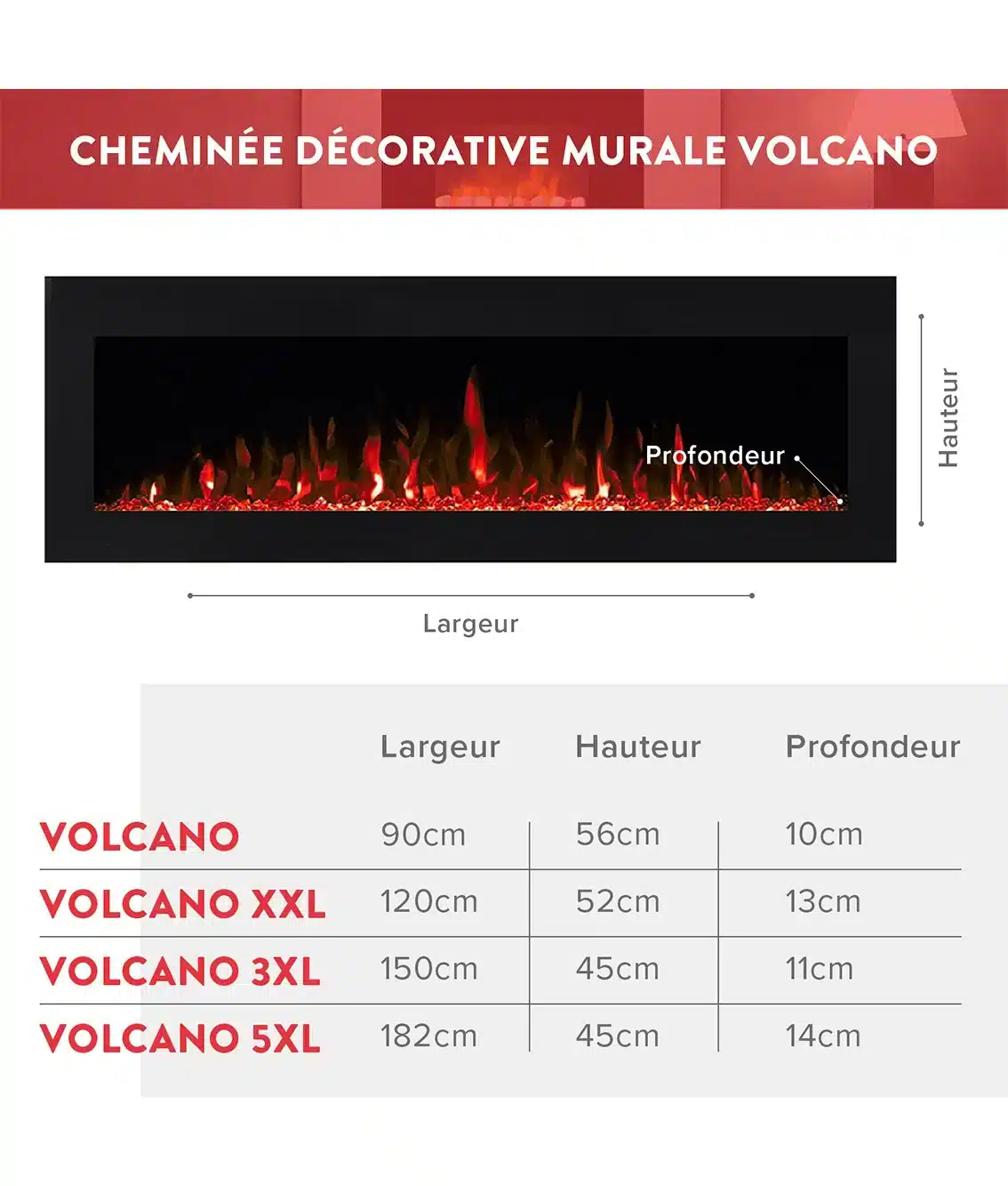 Cheminée decorative design Volcano avec écran LCD