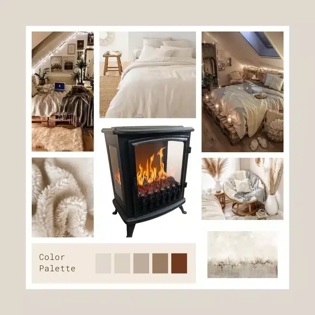 decorate electric fireplace beige cosy