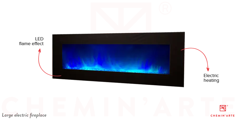 Large electric fireplace, type of electric fireplace at Chemin'Arte