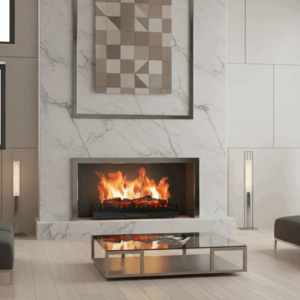 Chimenea eléctrica de leña decorativa con efecto de llama LED 3XL 110cm - Calefactor de 2000 W