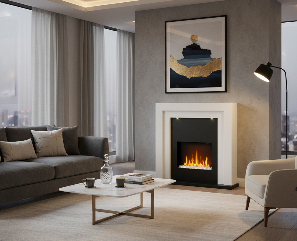 Image 123.1 Elektro Standkamin mit Heizung Hampton – Bild 1