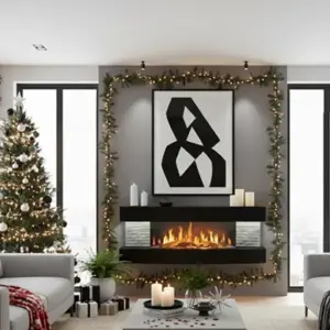 cheminee electrique murale lounge noire 120 cm Noel