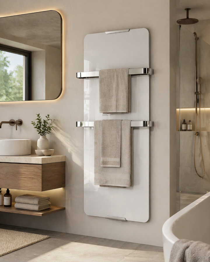 CHEMIN'ARTE Sèche serviettes design Blanc 1200W Ambiance 2
