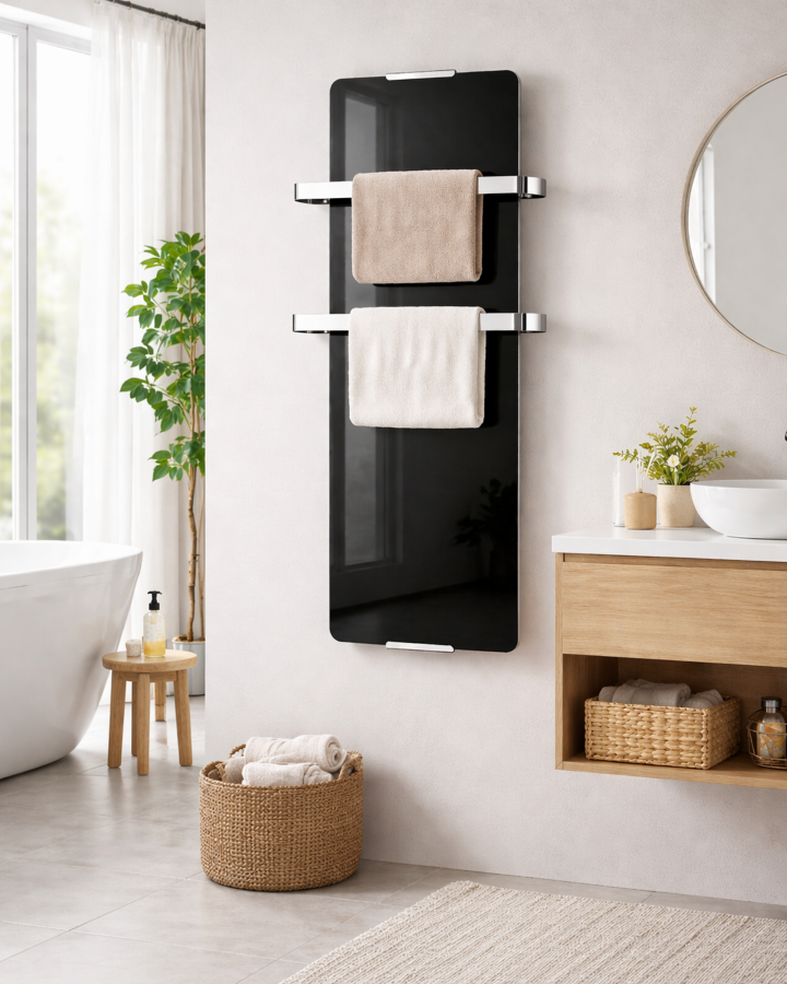 CHEMIN'ARTE Sèche serviettes design Noir 1200W Ambiance 1 (2)