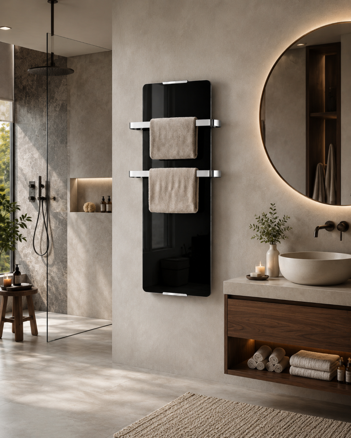 CHEMIN'ARTE Sèche serviettes design Noir 1200W Ambiance 3