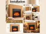 AMBRA Freestanding Electric Fireplace – LED Flame Effect – Wood Slat Mantel, installation