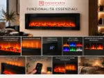 Caminetto elettrico da parete Volcano 3XL 150cm 2000W, funzioni