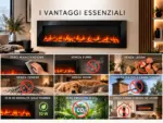 Caminetto elettrico da parete Volcano 5XL 180cm 2000W, vantaggi