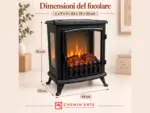 Camino elettrico Fire Glass da 45 cm con effetto fiamma 3D Chemin’Arte, dimensioni