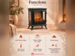 Chemin’Arte Fire Glass 45 cm Electric Fireplace with 3D Flame Effect, features