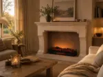 Chimenea eléctrica de leña decorativa con efecto de llama LED 3XL 110cm – Calefactor de 2000 W, ambiente 1