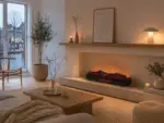 Chimenea eléctrica de leña decorativa con efecto de llama LED 3XL 110cm – Calefactor de 2000 W, ambiente 3
