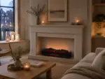 Chimenea eléctrica de leña decorativa con efecto de llama LED 3XL 110cm – Calefactor de 2000 W, ambiente 4