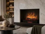 Fuoco elettrico a legna decorativo 67cm XL con effetto fiamma LED e riscaldatore da 2000W – Da terra, ambientazione 2