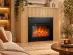 Stand-Elektrokamin AMBRA – LED-Flammeneffekt – Holzlamellen-Design, Ambiente 3