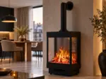 Elektrische vrijstaande haard Majestic 3D met decoratieve schoorsteenmantel, sfeerbeeld 2