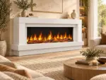 Chimenea eléctrica de diseño de sobremesa Linéa 3XL 152 cm, ambiente 3