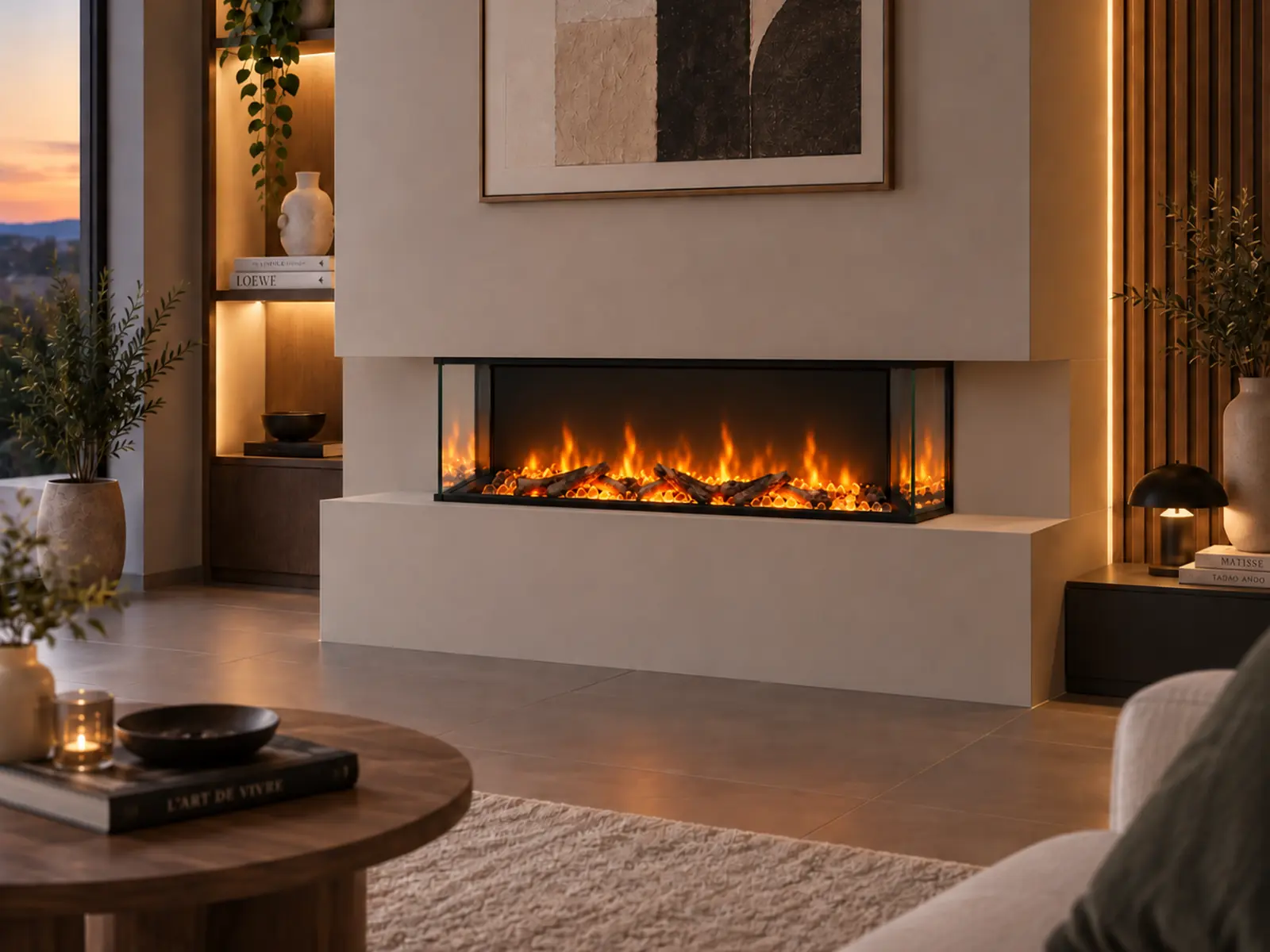 Cheminee electrique Encastrable 3D 150 cm, ambiance 1