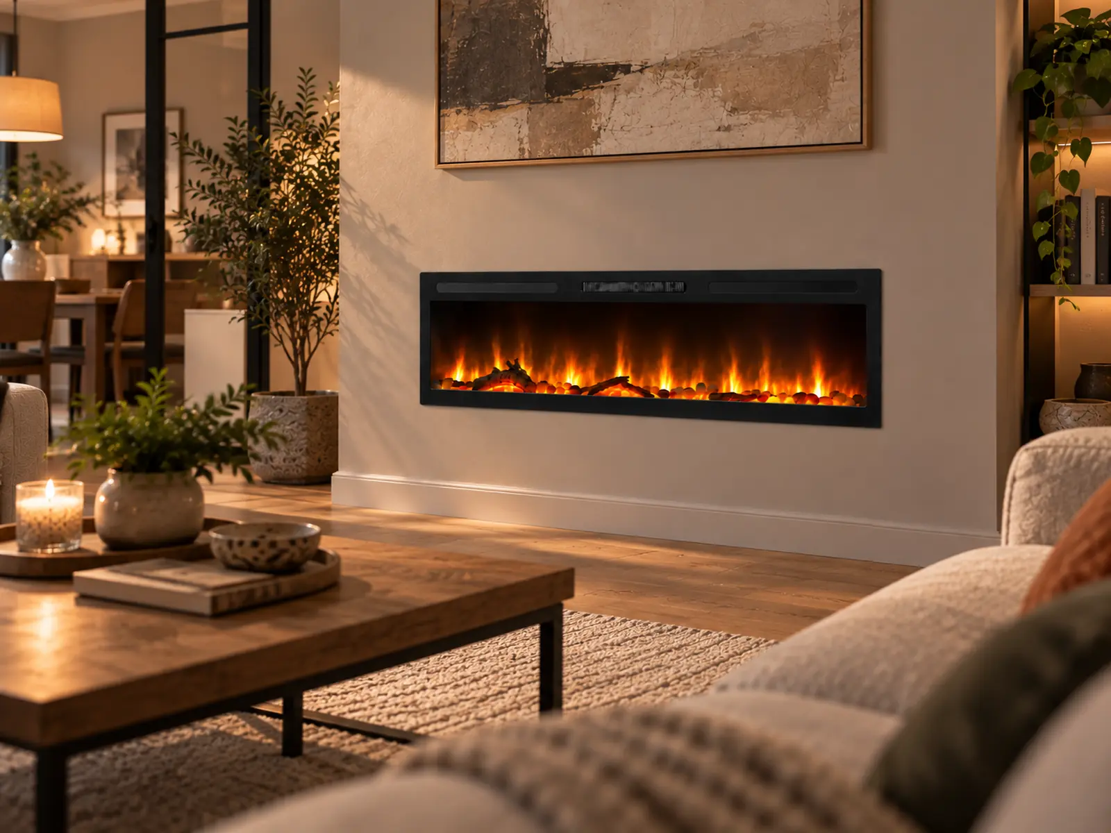 Cheminée électrique encastrable Élysée 3XL 152cm, ambiance 2