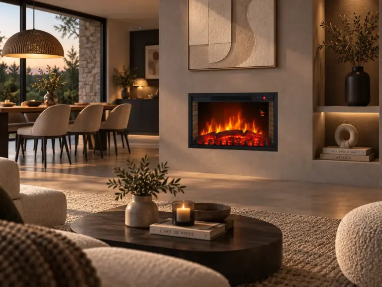 Chimenea empotrable eléctrica Oxford XL 2000W, ambiente 1