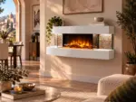 Chimenea eléctrica de pared Lounge design blanco 120cm 2000W, ambiente 3