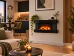 Caminetto elettrico da parete Lounge Medium Nero 82cm 2000W, ambientazione 1