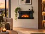 Caminetto elettrico da parete Lounge Medium Nero 82cm 2000W, ambientazione 2