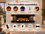 Cheminee electrique Murale Lounge Noire 120cm, fonctions
