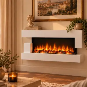 Cheminee electrique Murale Quartz 121cm, ambiance 1