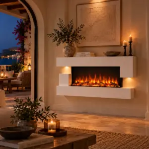 Cheminee electrique Murale Quartz 121cm, ambiance 2