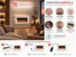 Cheminee electrique Murale Quartz 121cm, avantages