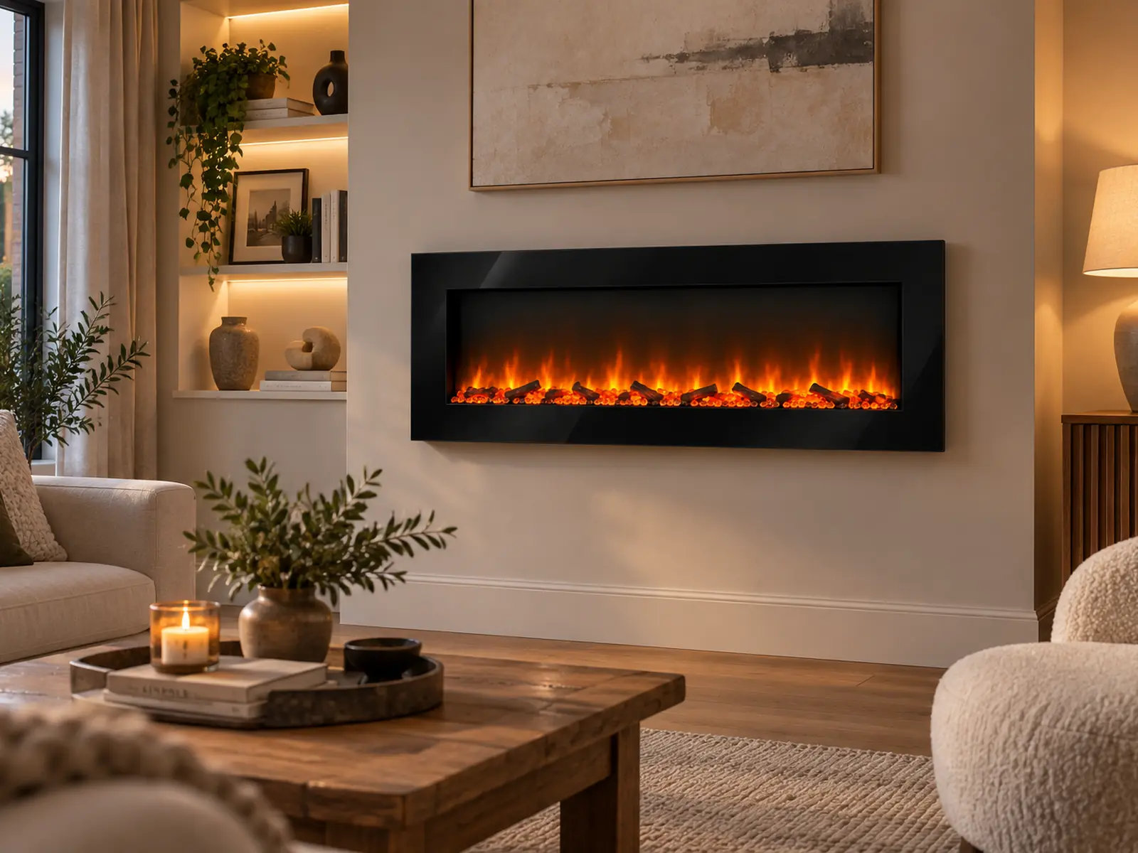 Elektrischer Wandkamin Volcano 3XL 150cm 2000W, Ambiente 1 Elektrischer Wandkamin Volcano 3XL 150cm 2000W, Ambiente 1