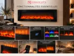 Cheminee electrique Murale Volcano 5XL 182 cm, fonctions