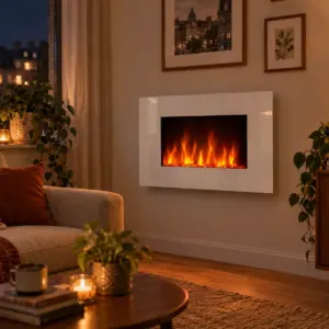 Cheminee electrique Murale WHITE LOFT 90cm, ambiance 2