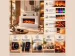 Chimenea eléctrica de diseño de sobremesa Linéa 3XL 152 cm, funciones