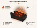 Chimenea eléctrica de leña decorativa con efecto de llama LED 3XL 110cm – Calefactor de 2000 W, funciones