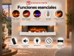 Chimenea eléctrica de pared Lounge design blanco 120cm 2000W, funciones
