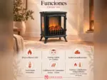 Chimenea eléctrica Fire Glass de 45 cm con efecto de llama 3D Chemin’Arte, funciones