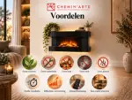 Elektrische haard Wall Lounge Medium Zwart 82cm, voordelen