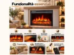 Inserto elettrico da incasso Oxford 2XL con effetto fiamma a LED, funzioni