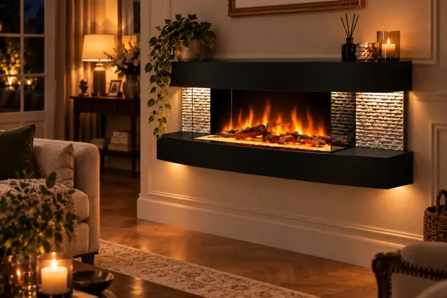 Cheminee electrique Murale Lounge Noire 120cm