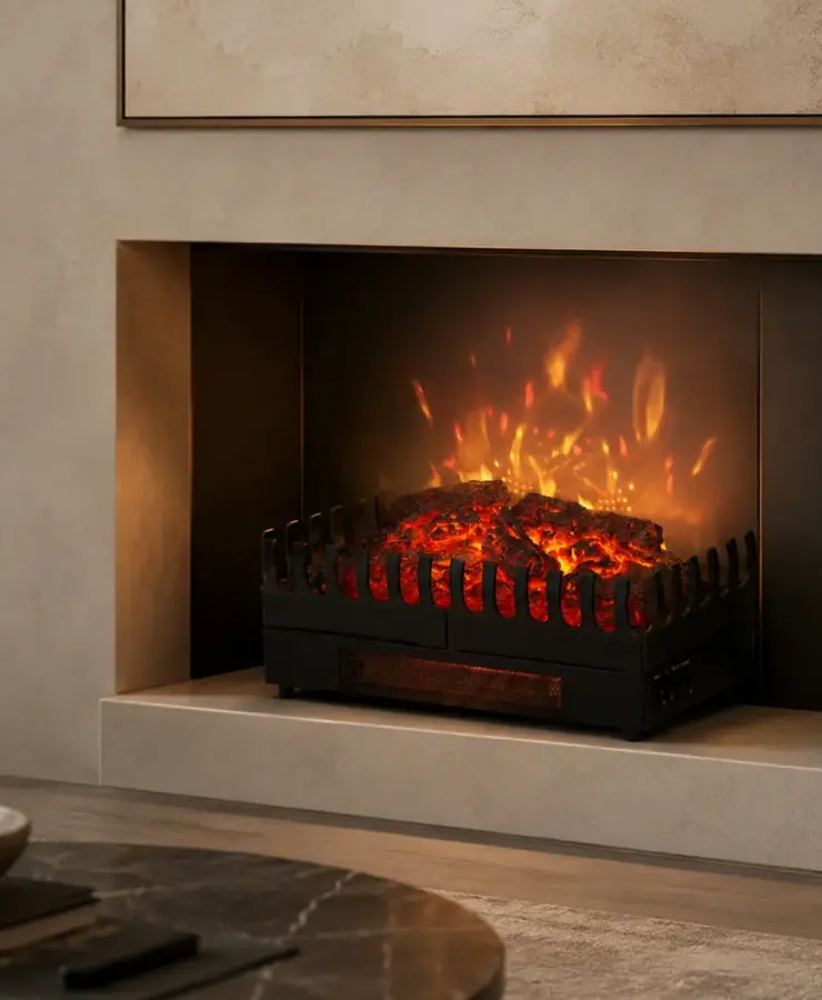 Cheminee electrique à buches effet flammes LED 45 cm