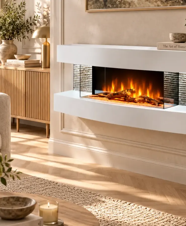 Cheminee electrique Murale Lounge Blanche 120cm